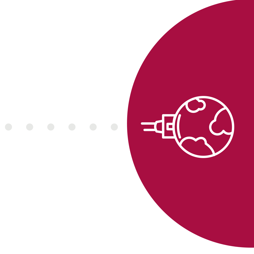 Fondo magenta con un globo terráqueo y un conector en relación con montar un negocio online