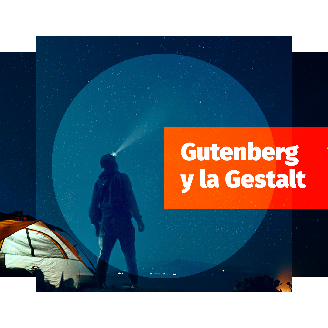 Hombre fuera de su carpa mirando las estrellas, tiene formas que siguen los principios de la Bauhaus